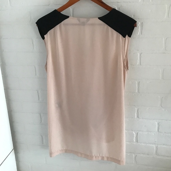 Kenneth Cole Women’s Tank top Nude blush Black Colorblock Draped Size M - Picture 4 of 8